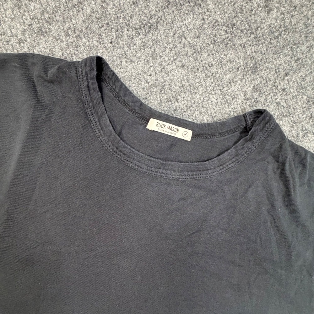 Buck Mason Curved Hem Tee Mens Medium Black Short Sleeve Basic T-Shirt 0988